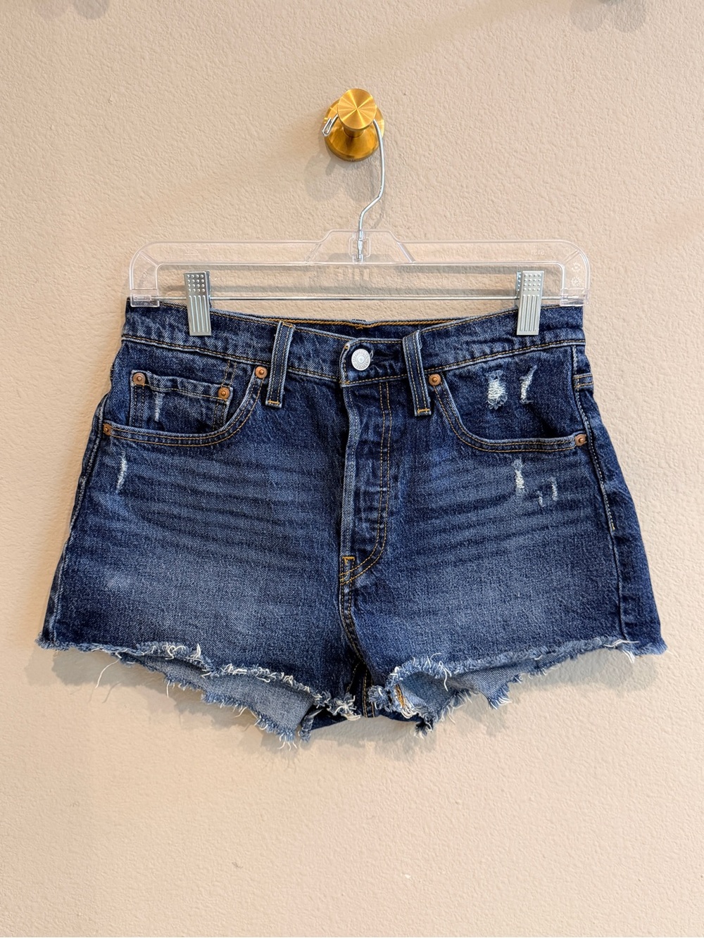 Levi’s 501 Original Cutoff Denim Shorts Medium Wash Women’s 28 Button Fly